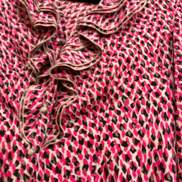 Anne Klein silky magenta, black, grey blouse - Picture 2 of 3